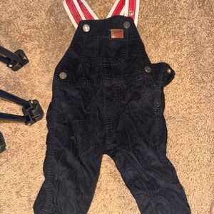 Kids Black Corduroy Overalls